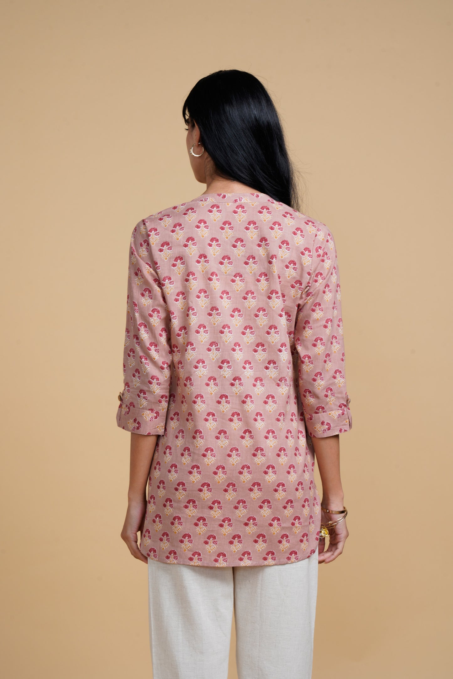 Blooming Elegance Pink All Over Print Kurta Top