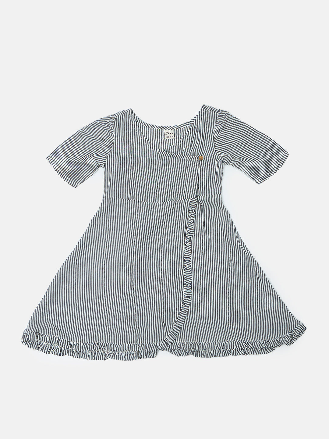 Saaki Girls Summer Soft White Stripe Flared Dress