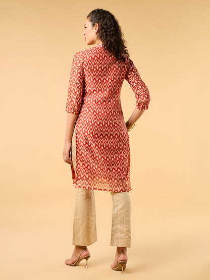 Whispers Of Wilderness Ikat Print Kurta