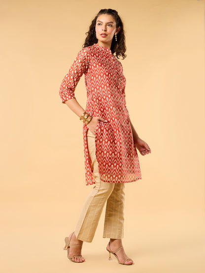 Whispers Of Wilderness Ikat Print Kurta