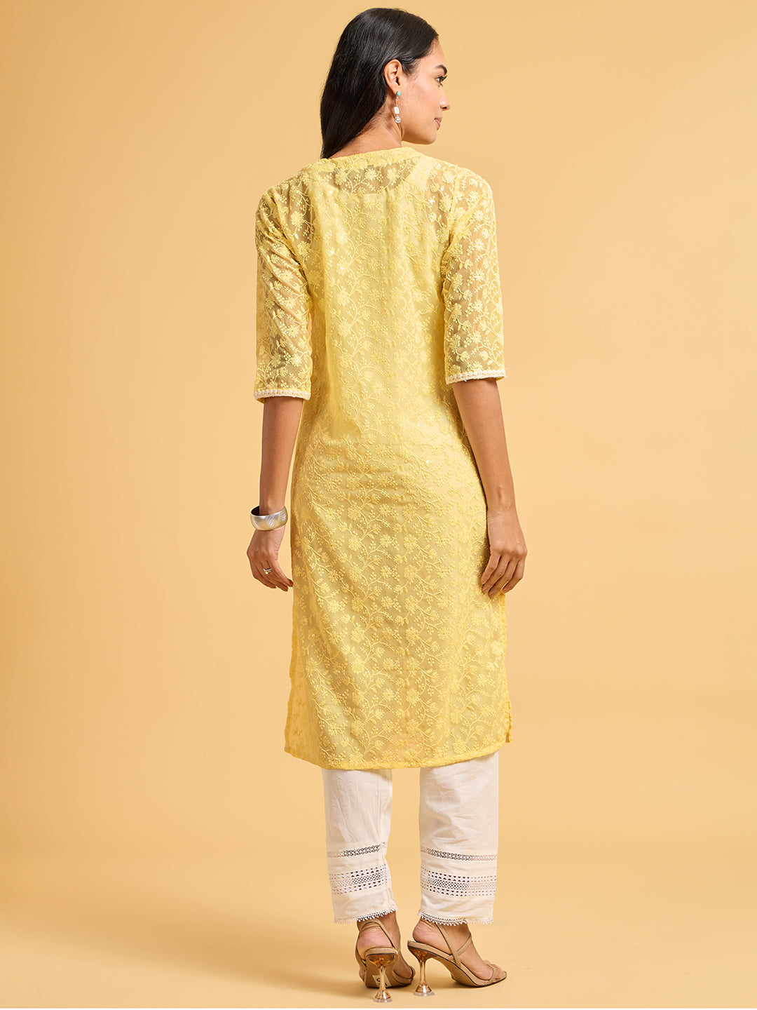 Summer Serenade Chikkankari Yellow Kurta