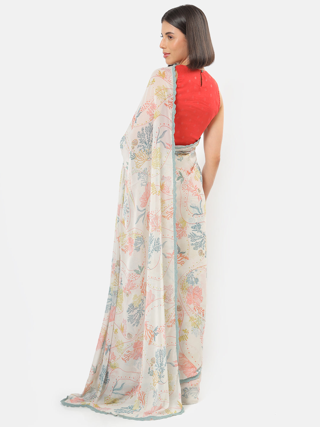 Oceania Printed Off-white Saree