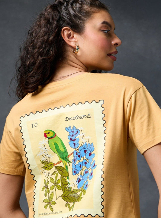 Petals Of Power Printed Mustard  T-Shirt