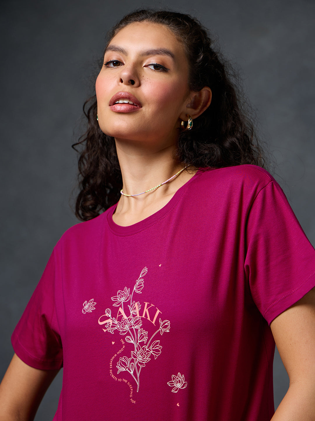 Petals Of Power Wine Relaxed Fit T-Shirt