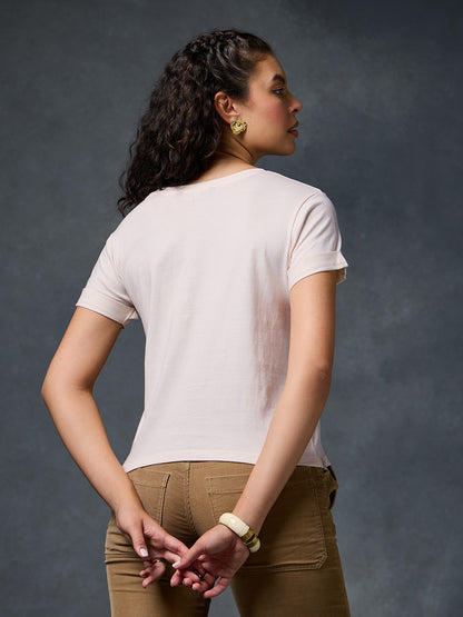 Petals Of Power Fitted Off White T-Shirt