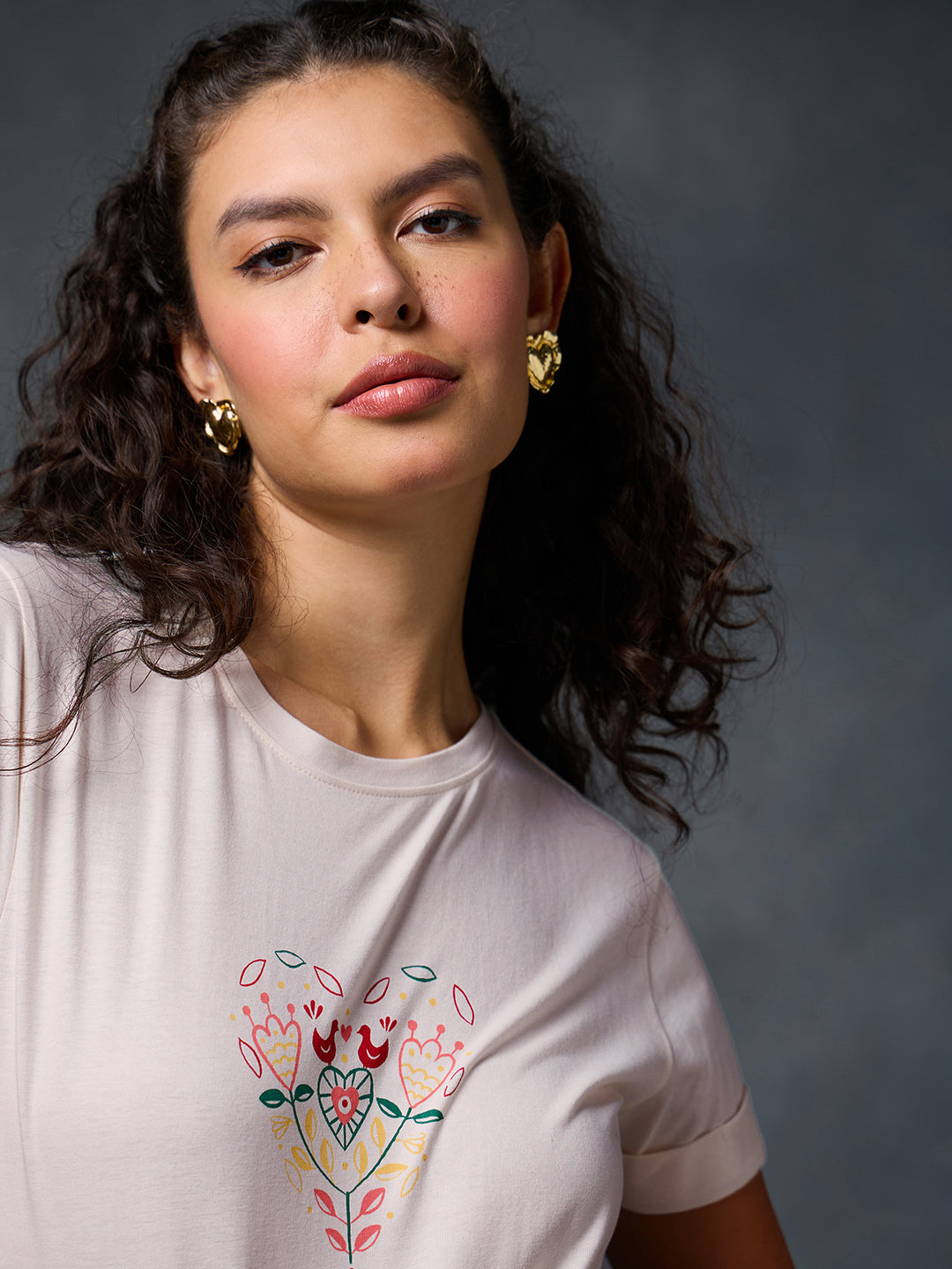 Petals Of Power Fitted Off White T-Shirt