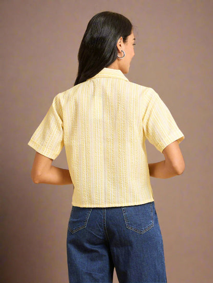 Echoes of Bliss Yellow Striped Shirt