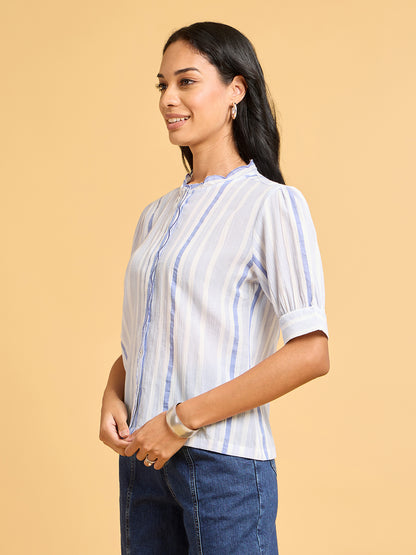 Echoes of Bliss Blue Striped Shirt