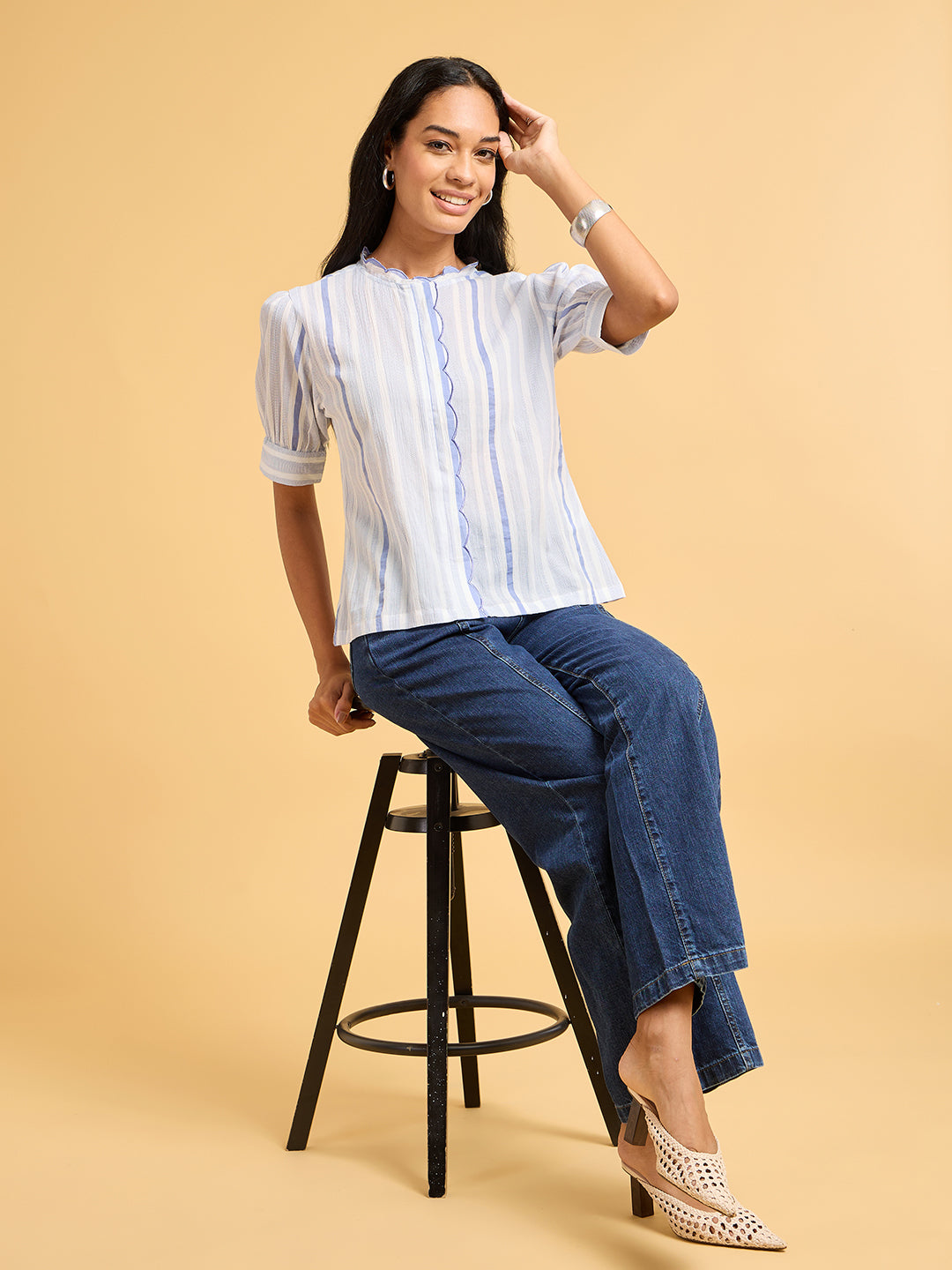 Echoes of Bliss Blue Striped Shirt