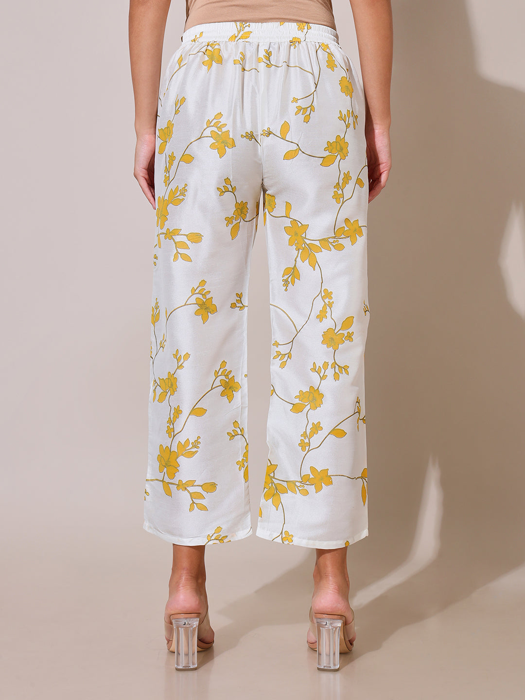 Sunehri Off-White Printed Pants
