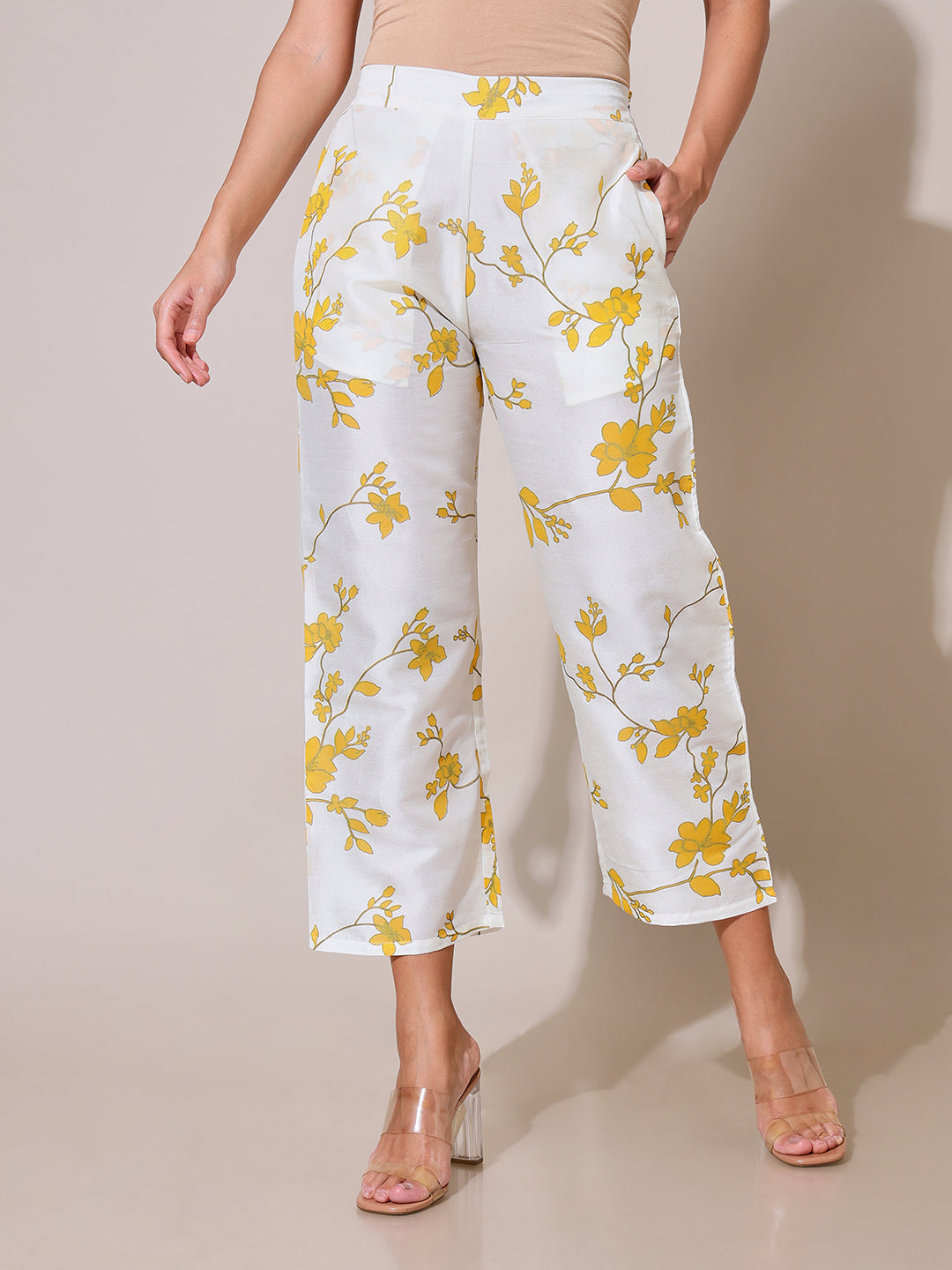 Sunehri Off-White Printed Pants