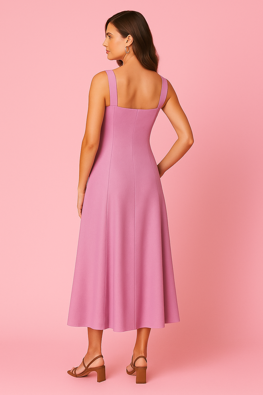Chloe Pink Seveless Midi Dress