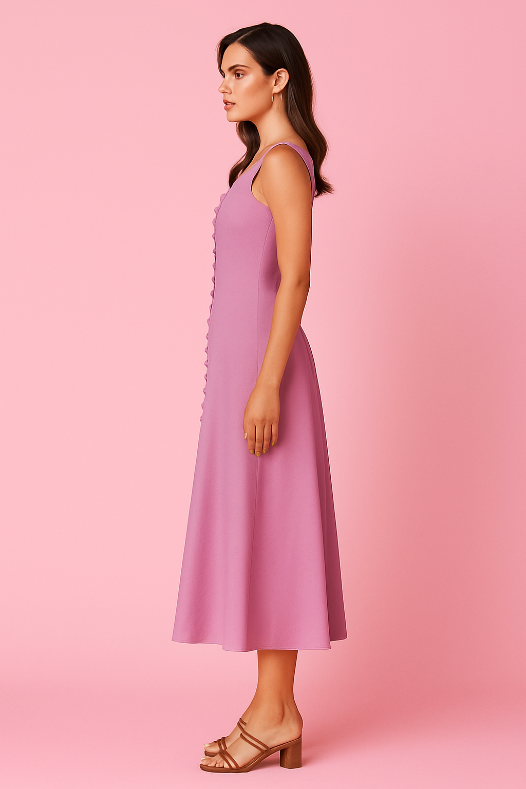 Chloe Pink Seveless Midi Dress