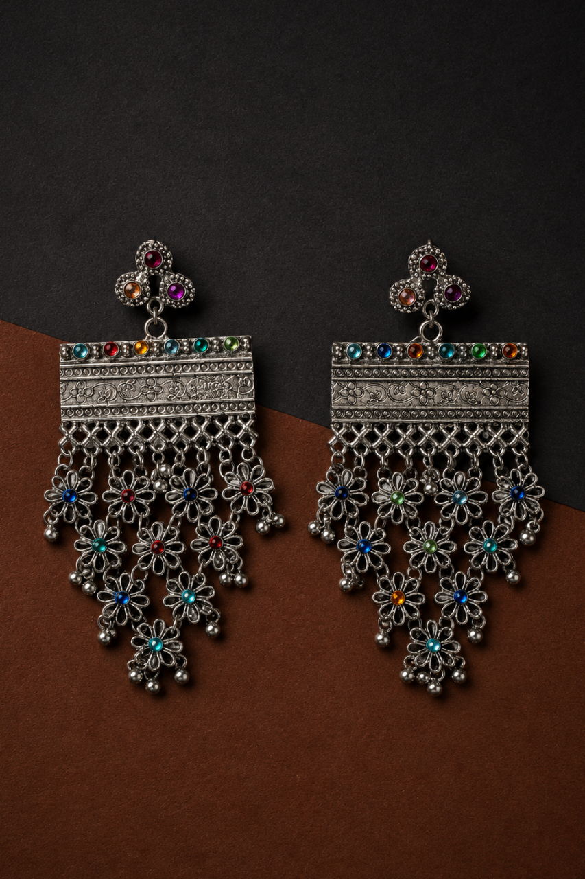 Earth & Silver Statement Earrings - III