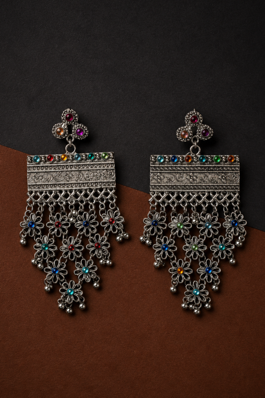 Earth & Silver Statement Earrings - III