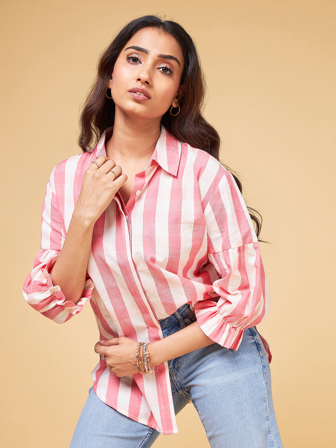 Echoes Of Bliss Pink Stripe Shirt