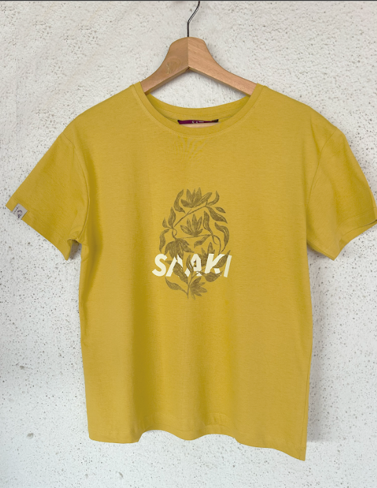 Petals Of Power Mustard Relaxed Fit T-Shirt