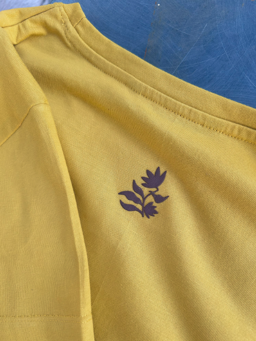 Petals Of Power Mustard Relaxed Fit T-Shirt