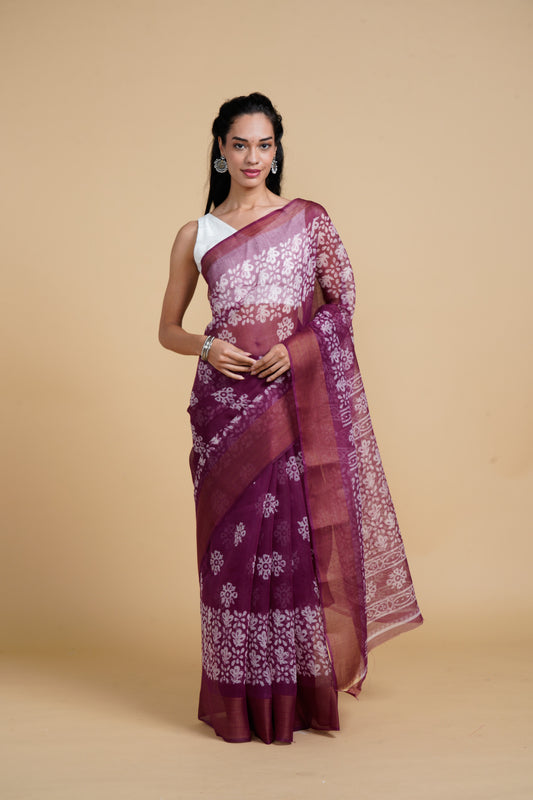 Divine Drapes Magenta Floral Saree