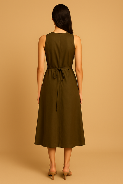 Iris Button Down Olive Dress