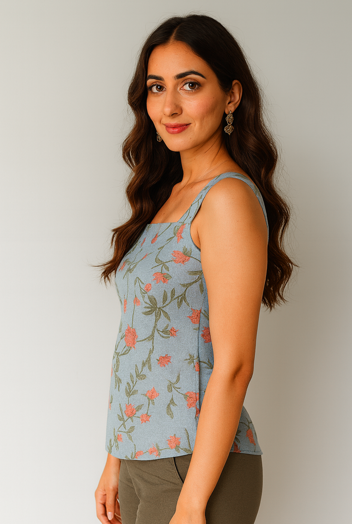 Rhea Icy Blue Printed Top