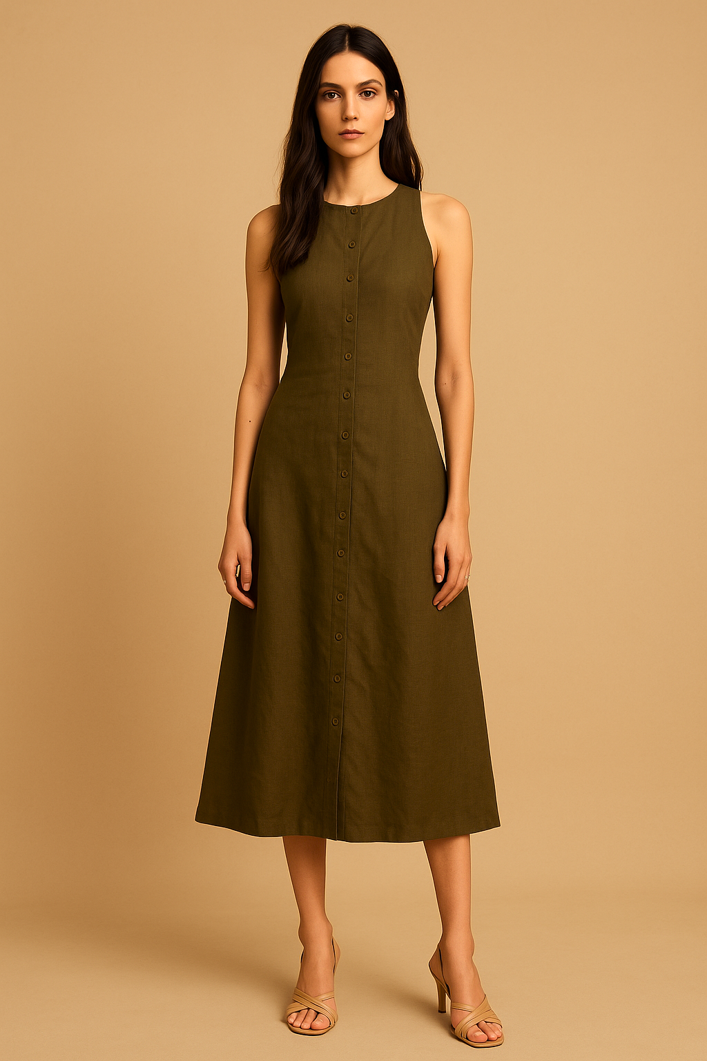 Iris Button Down Olive Dress