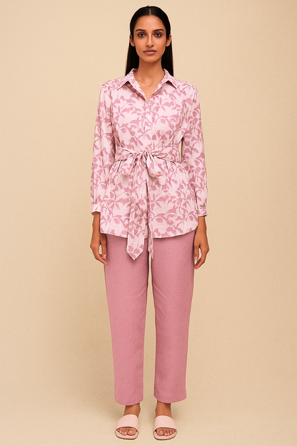 Painterly Blush Pink Abstract Printed Co-ord Set