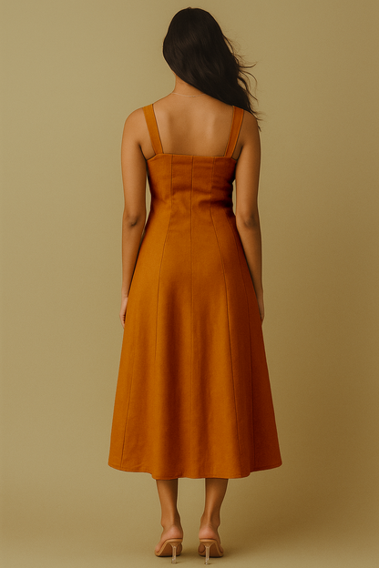 Chloe Mustard Sleeveless Midi Dress