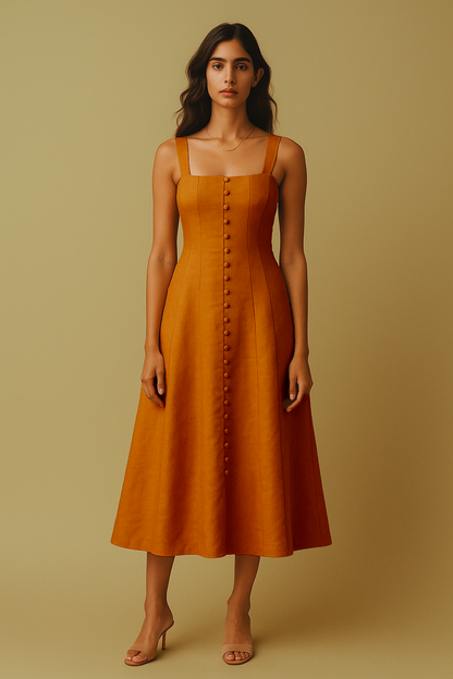 Chloe Mustard Sleeveless Midi Dress