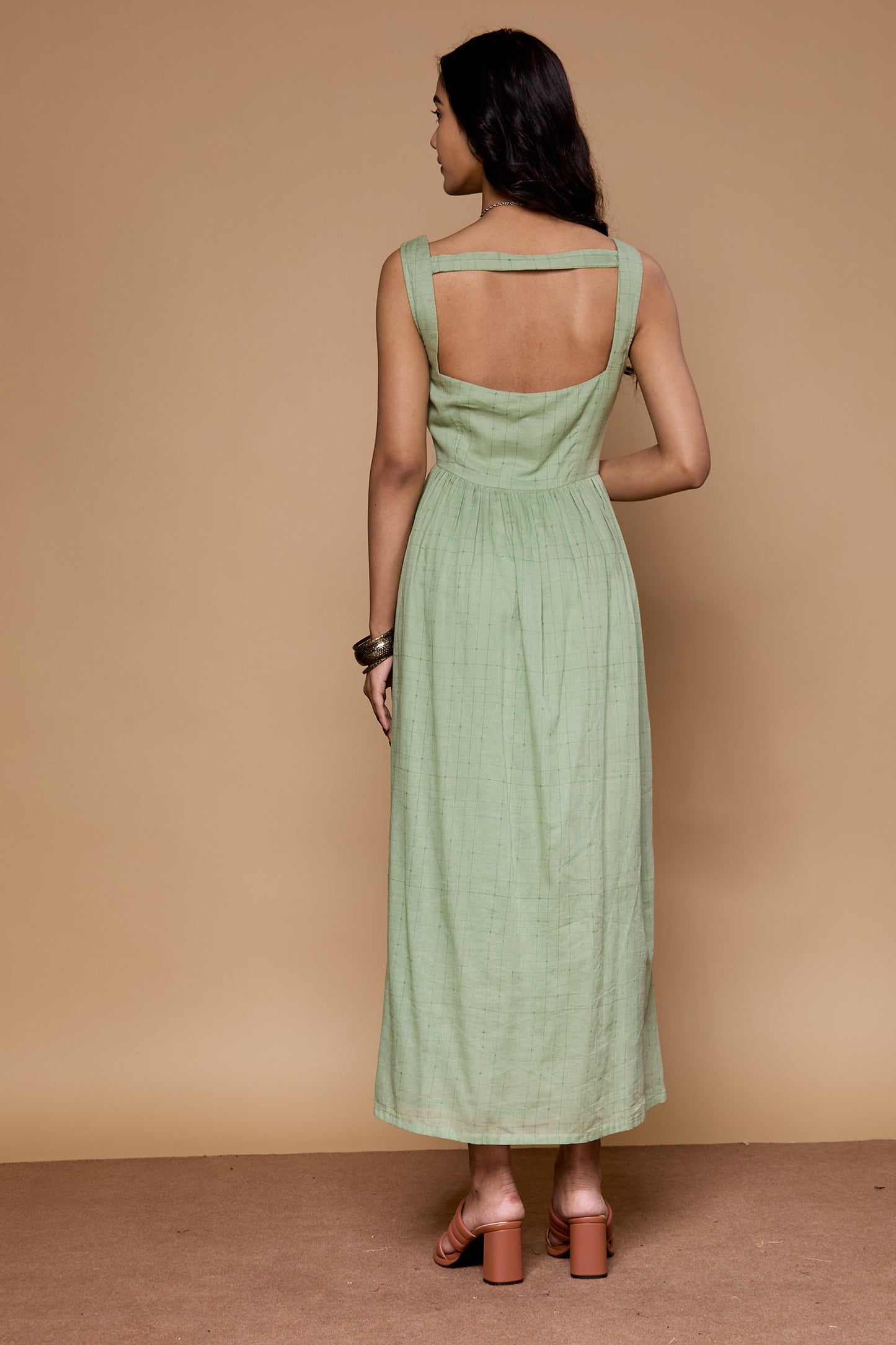 Ornate Oasis Green Sleeveless Dress