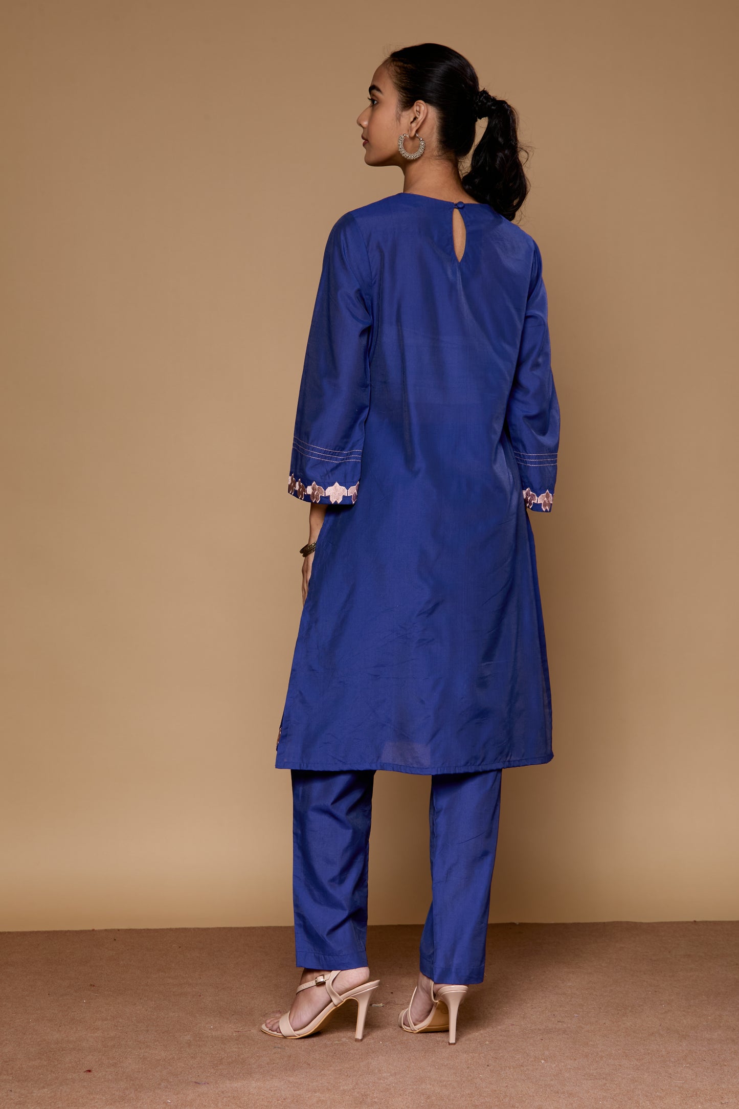 Ornate Oasis Navy Embroidered Kurta Set