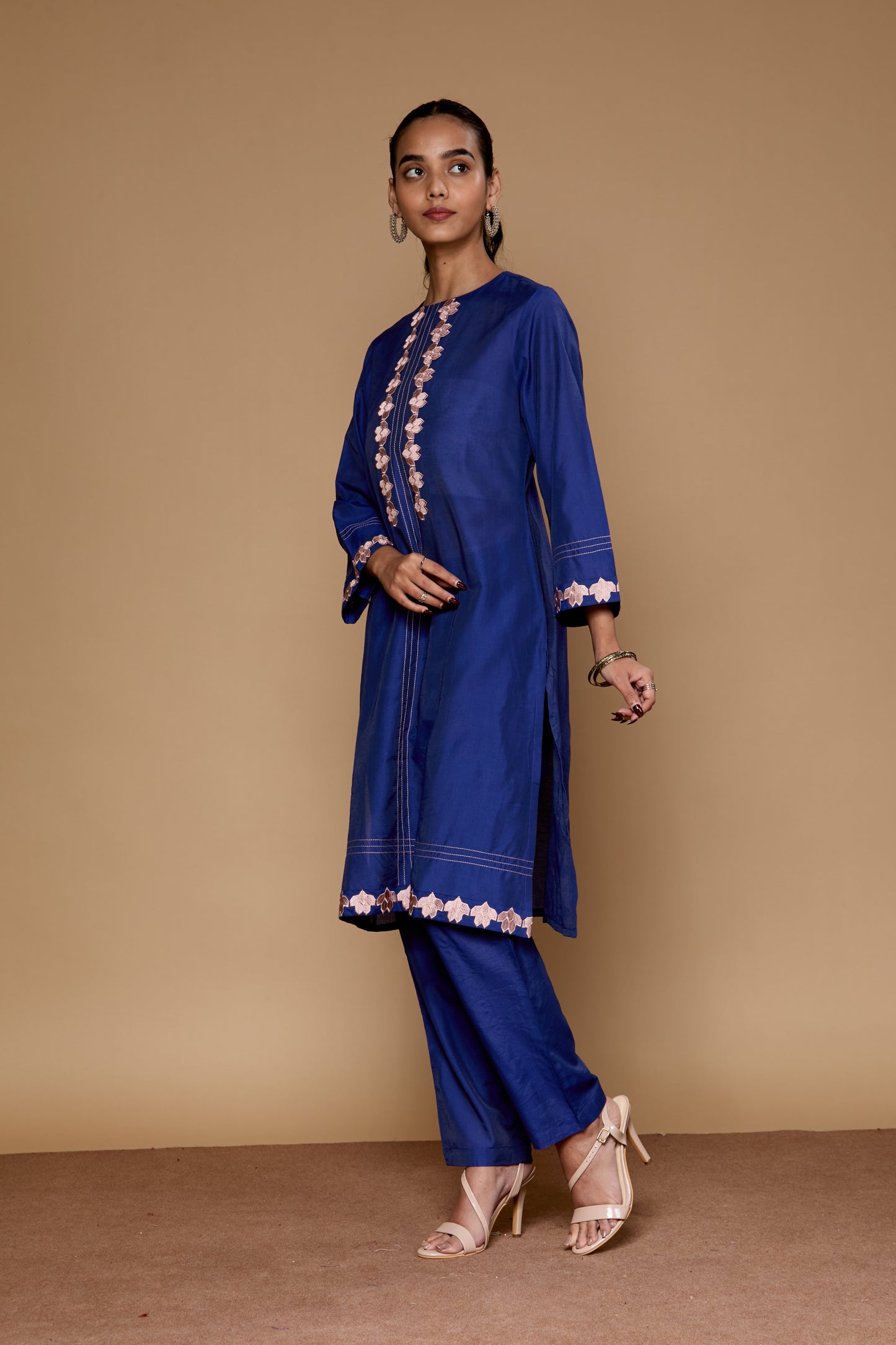 Ornate Oasis Navy Embroidered Kurta Set