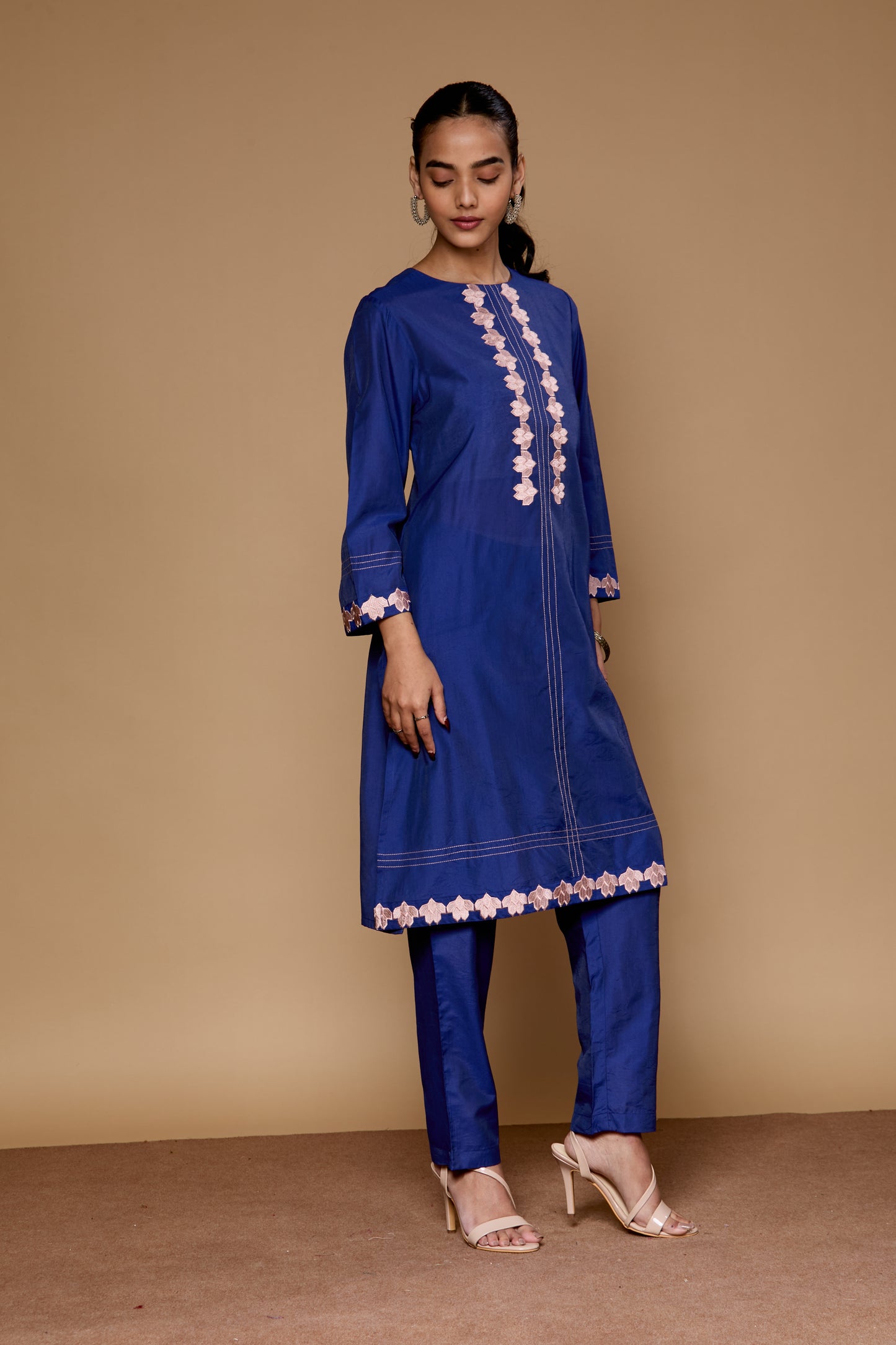 Ornate Oasis Navy Embroidered Kurta Set