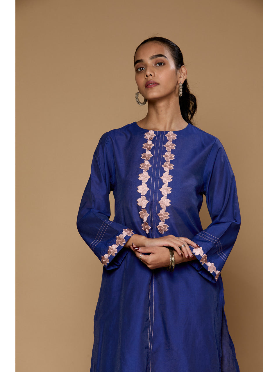 Ornate Oasis Navy Embroidered Kurta Set