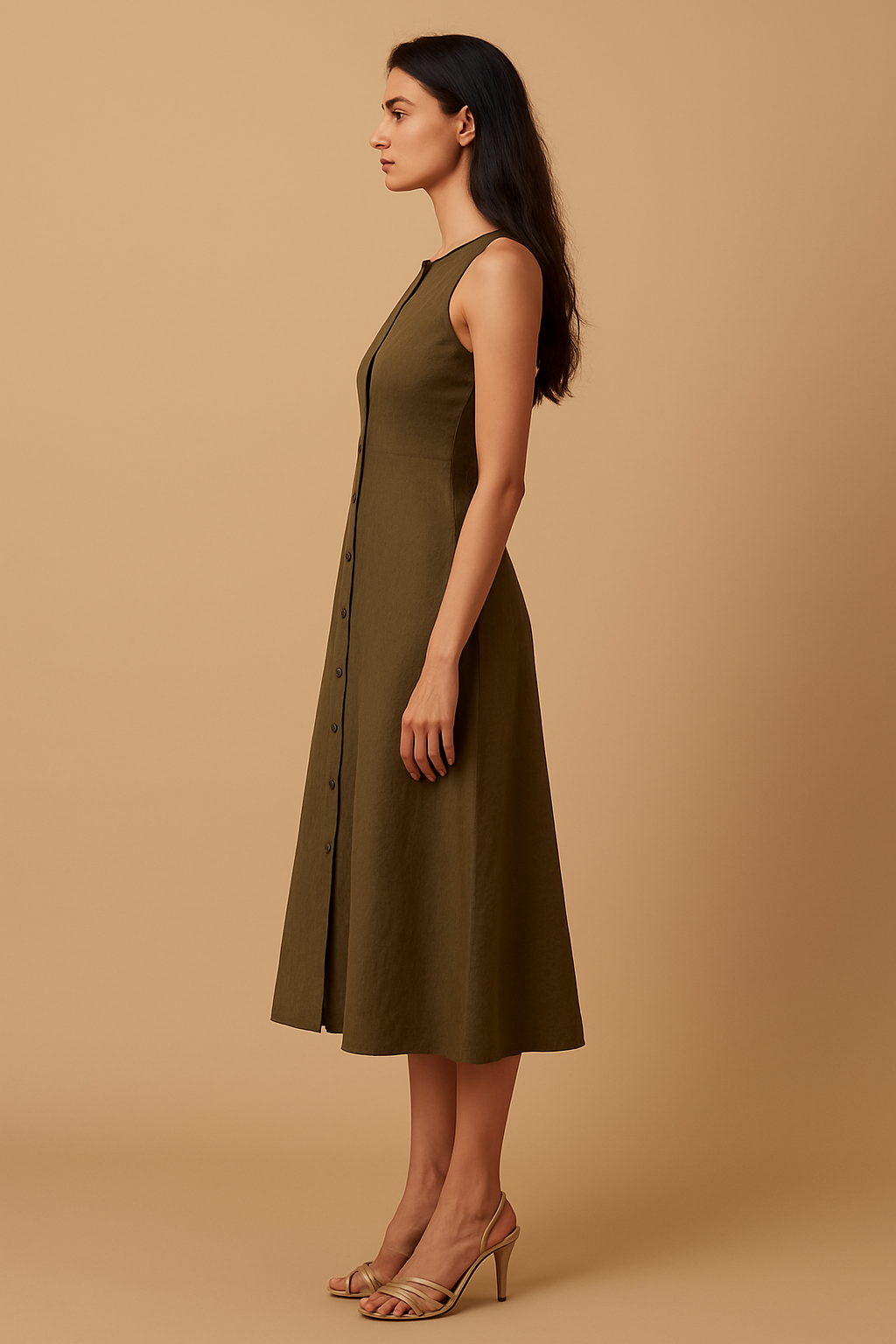 Iris Button Down Olive Dress