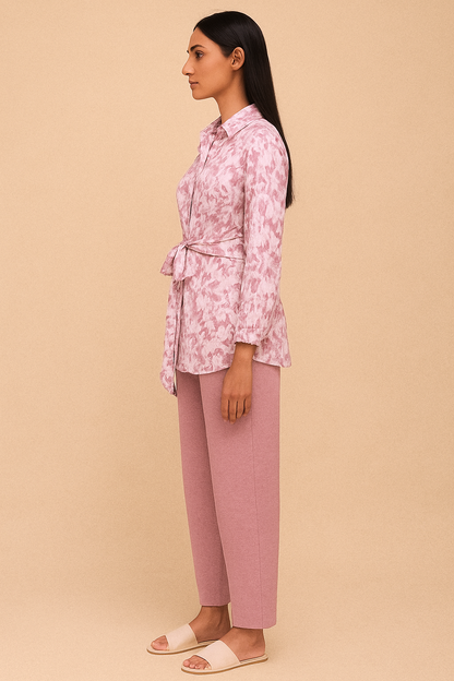 Painterly Blush Pink Abstract Printed Co-ord Set