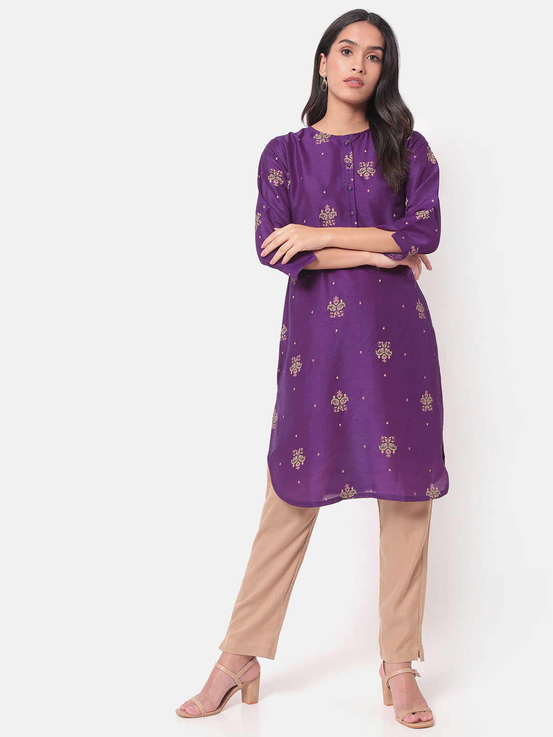 Buy online Girls Pink Printed Kurti from ethnic wear for Women by Aurelia  for ₹1150 at 50% off | 2024 Limeroad.com