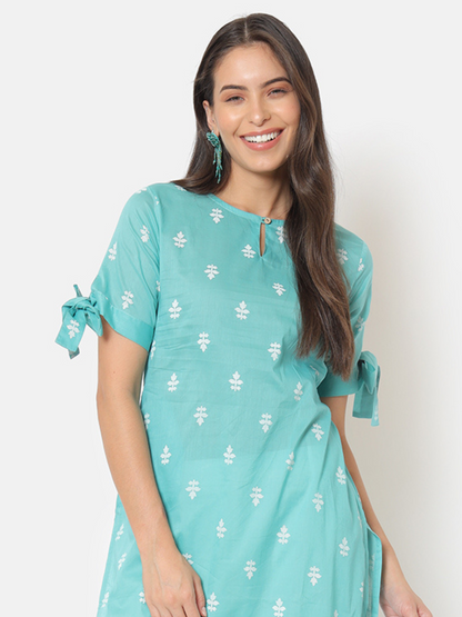 Sanchi Blue Ruffled Kurta