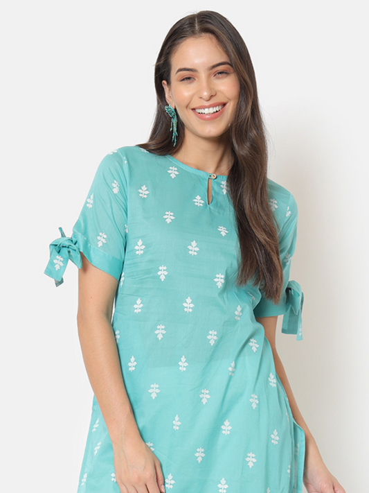 Sanchi Blue Ruffled Kurta
