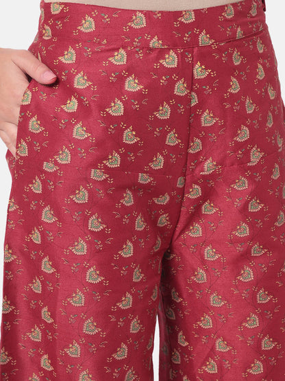Dhuri Red Printed Flare Pants