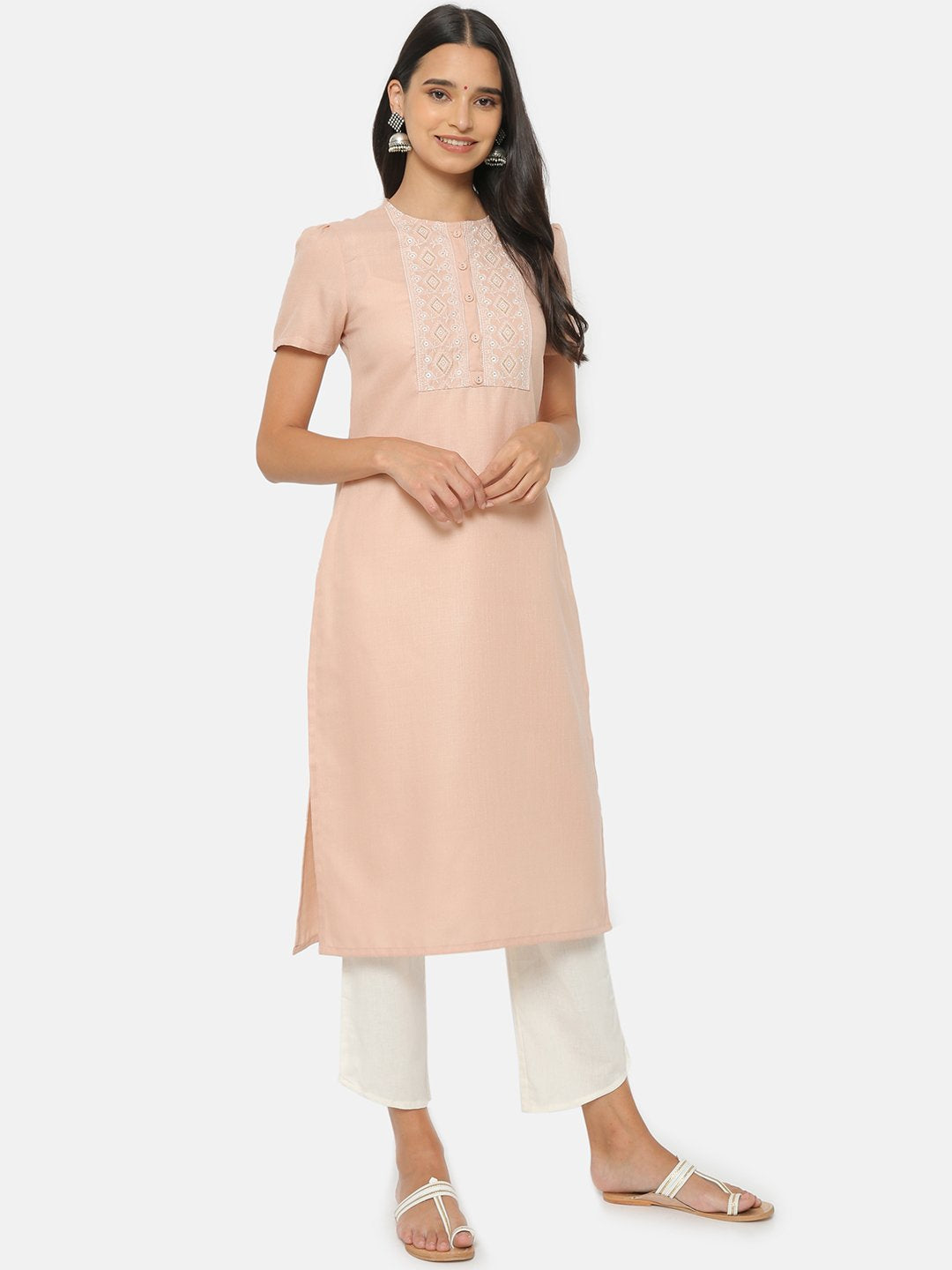 Beige_Embroidered_Kurta_Front_Full_Shot_1 (6595183345833)