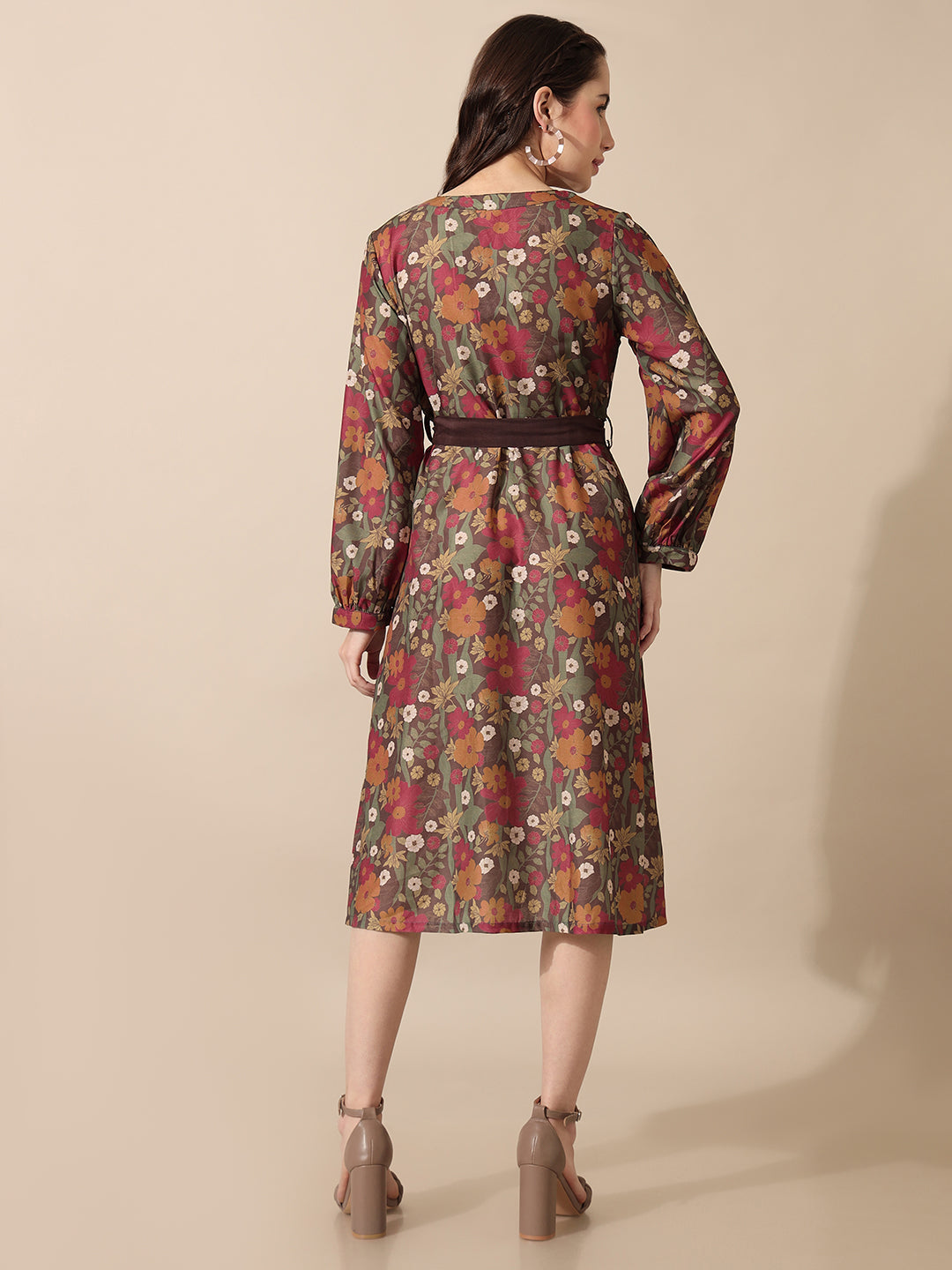 Florette Brown Printed Dress