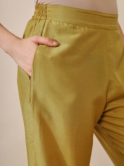 Jheel Green Solid Pant