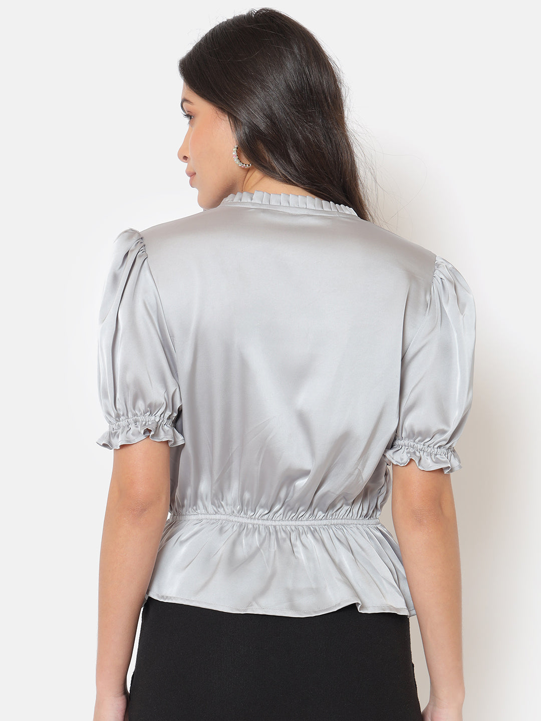 Saanchi Grey Ruffled Top