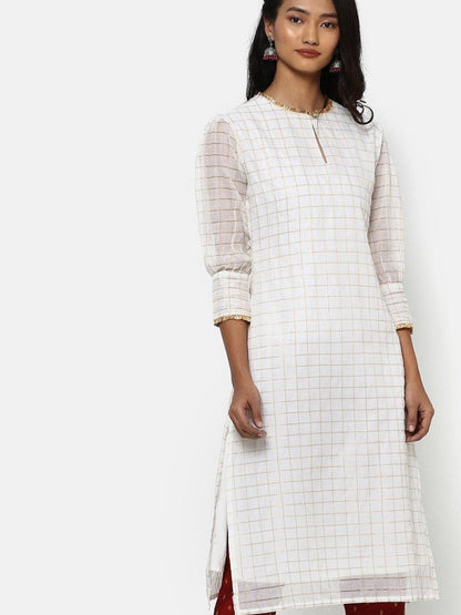 Off_White_Gold_Checked_Kurta_Front_Full_Shot_1 (4748499124309)