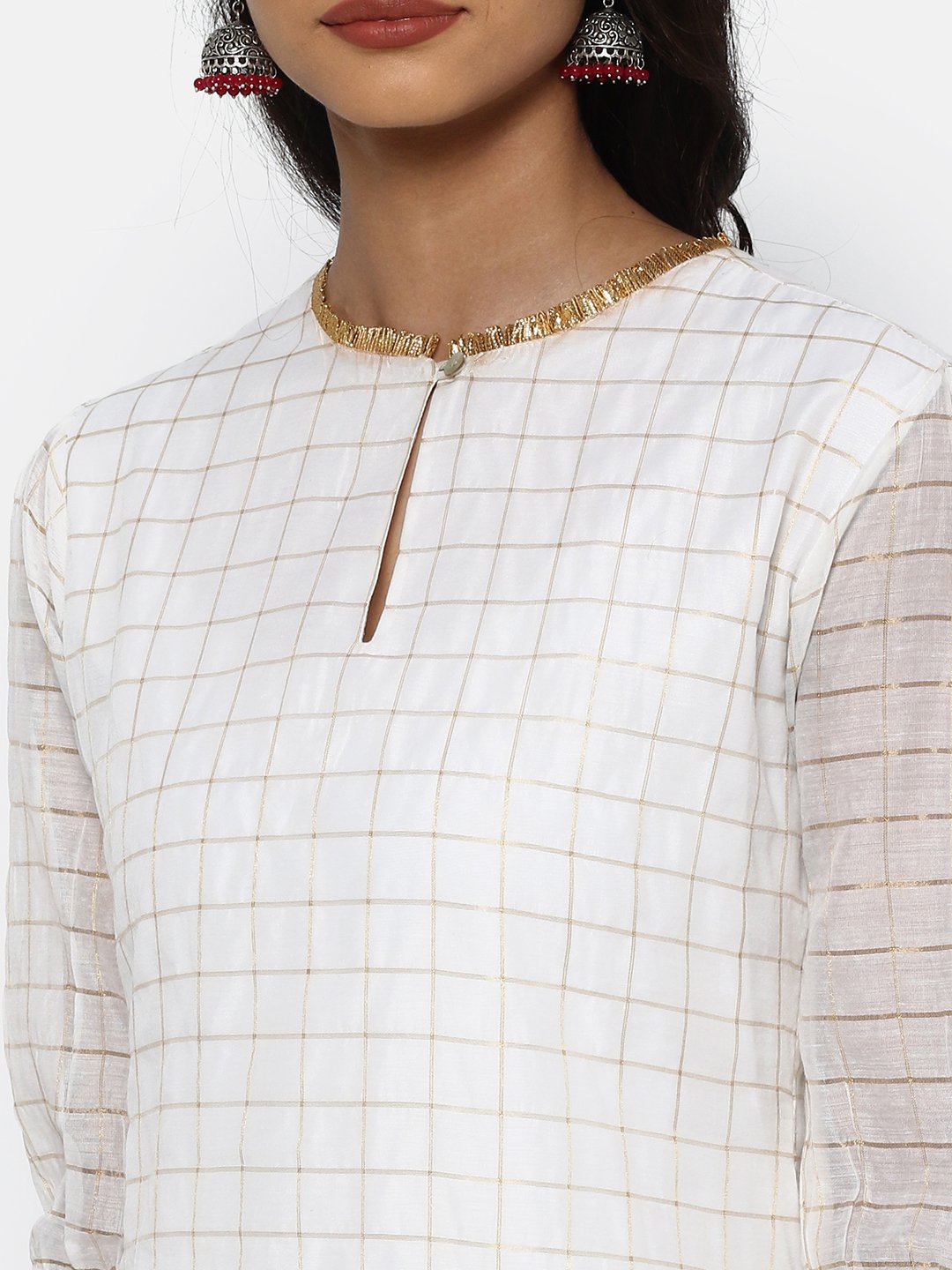 Off_White_Gold_Checked_Kurta_Front_Close_Up_1 (4748499124309)