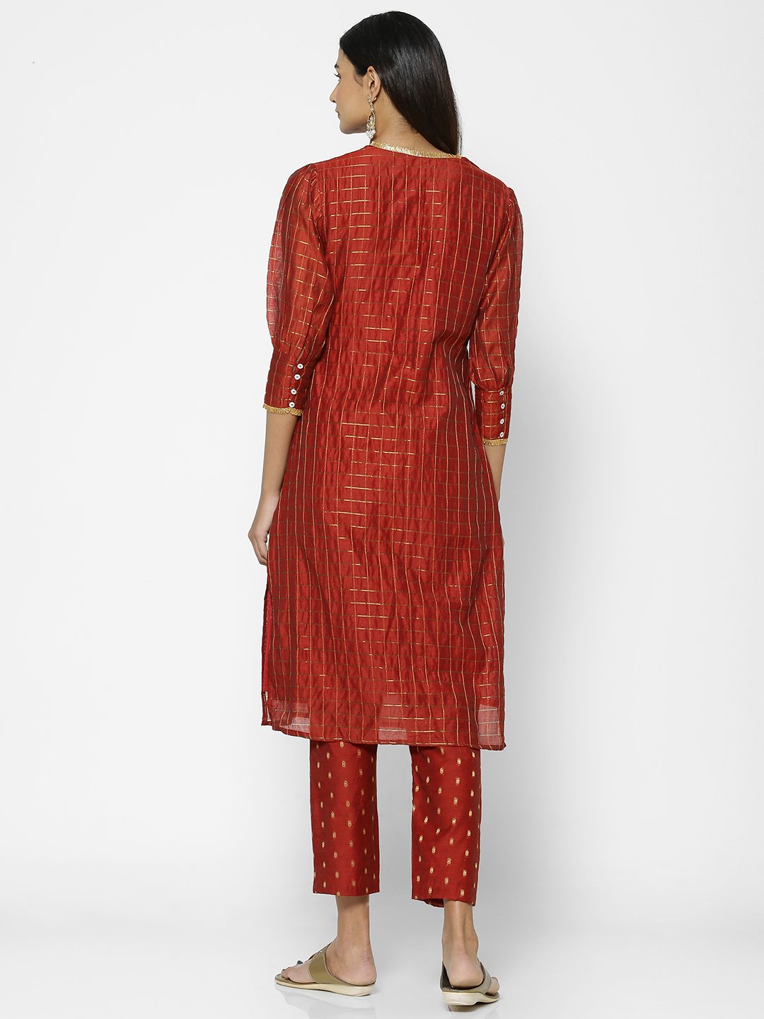 Rust_Gold_Checked_Kurta_Back_Full_Shot_1 (4748499157077)