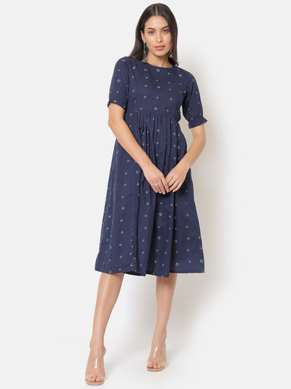 Sanchi Navy Gathered Dress