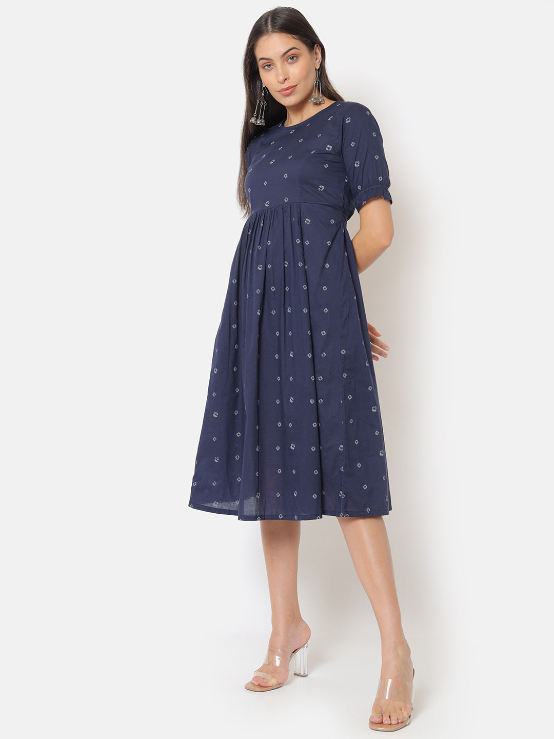 Sanchi Navy Gathered Dress