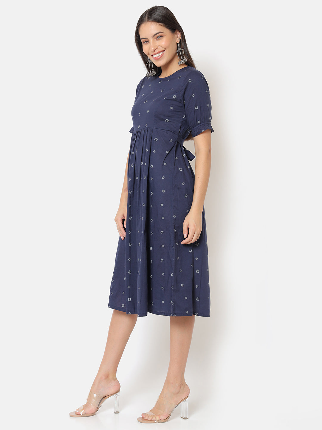 Sanchi Navy Gathered Dress